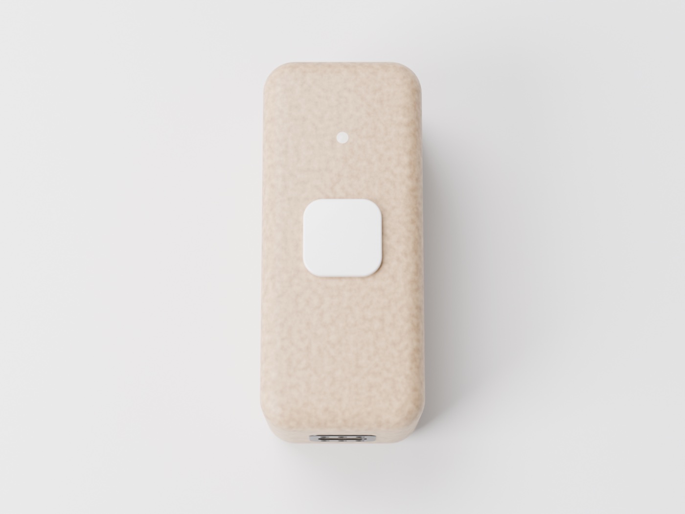 Top view — button, LED and mic on one centerline